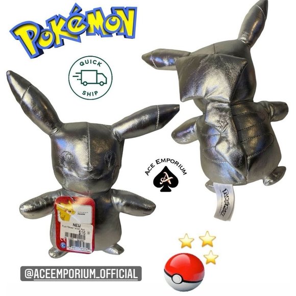 Silver Pikachu Pokémon 25th anniversary plush - Picture 1 of 3